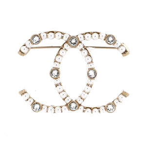Chanel Cc Brooch Metal With Crystals #227231C10B